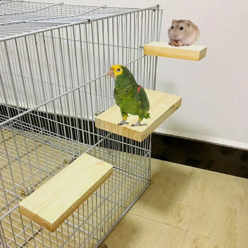 Parrot Bird Wood Perch Stand Platform Hanging Cage Decor Paw Grinding Toy Bird Perches Platform Grinding Paw Parrot Rack