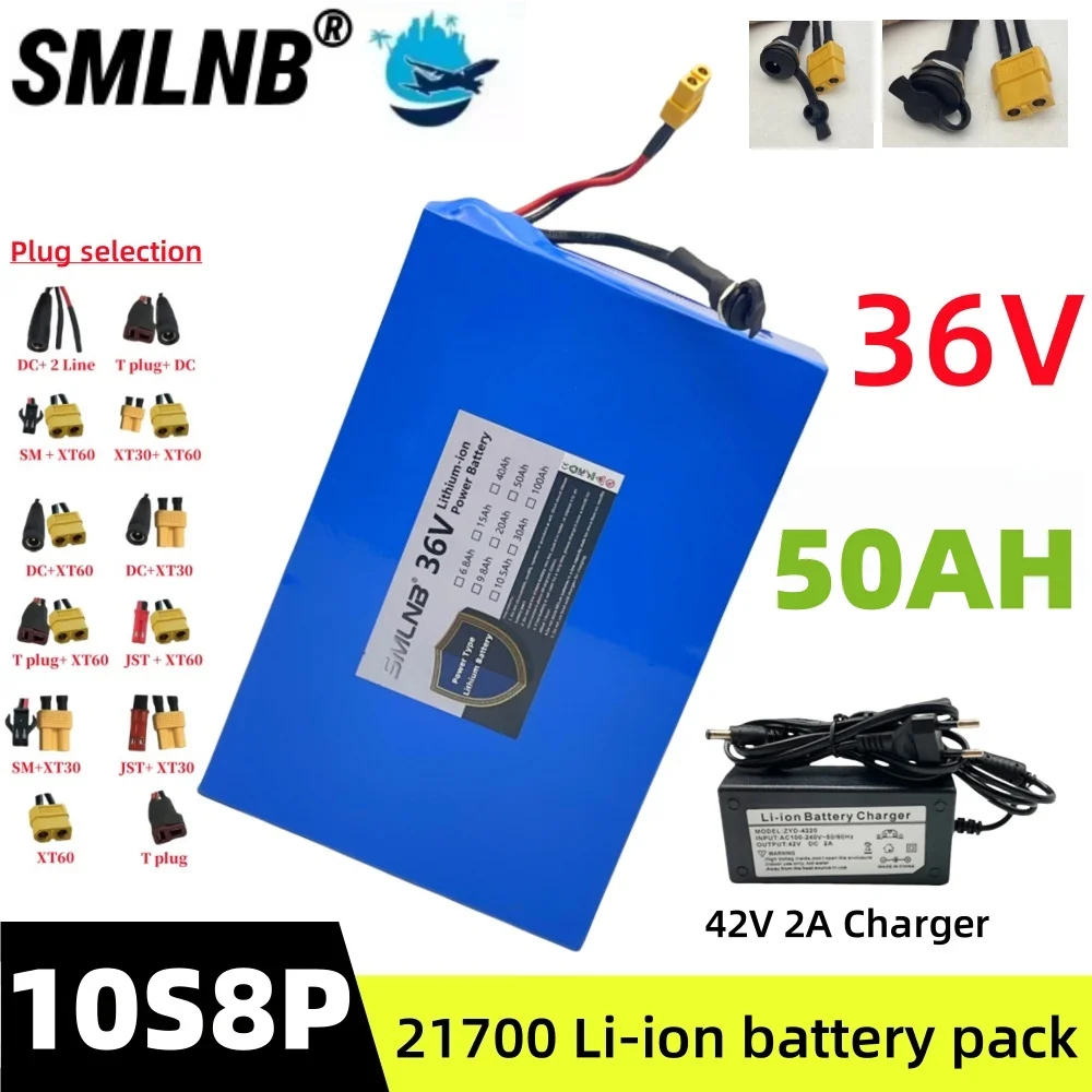

High quality 21700 10S8P 36V 50AH Li-ion battery pack, 1500W high-power built-in BMS, suitable for various energy storage backup