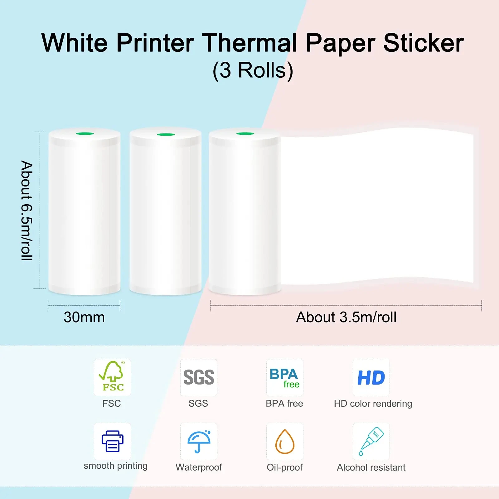 Thermal Paper HD Mini  Labels Sticker Colors Photo Papers 56mm Rolls For PeriPage Paperang Meow Phomemo Niimbot Portable Printer