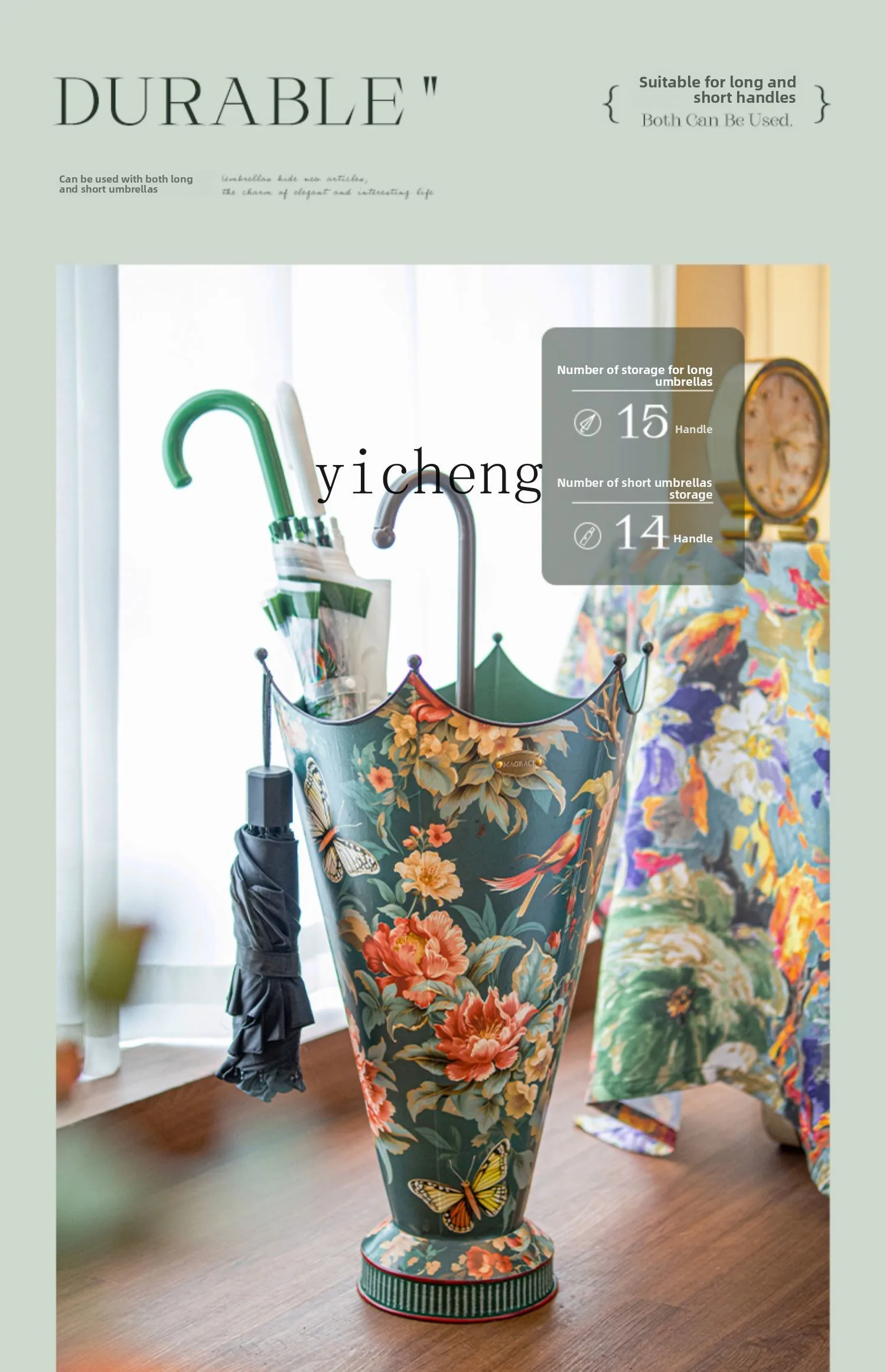 

LSL Umbrella Storage Rack Home Doorway Water Draining Creative Large Capacity Umbrella Stand Long Handle