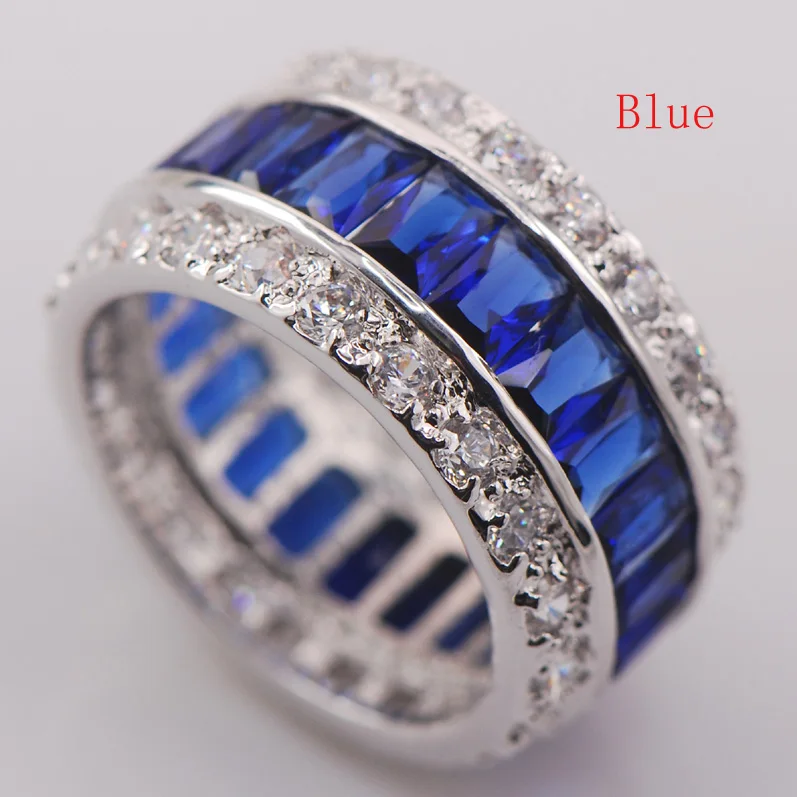 Weinuo Multi Colour Crystal Zircon Ring 925 Sterling Silver Wholesale Retail Hot Sell for Women Ring Size 6 7 8 9 10 11 12