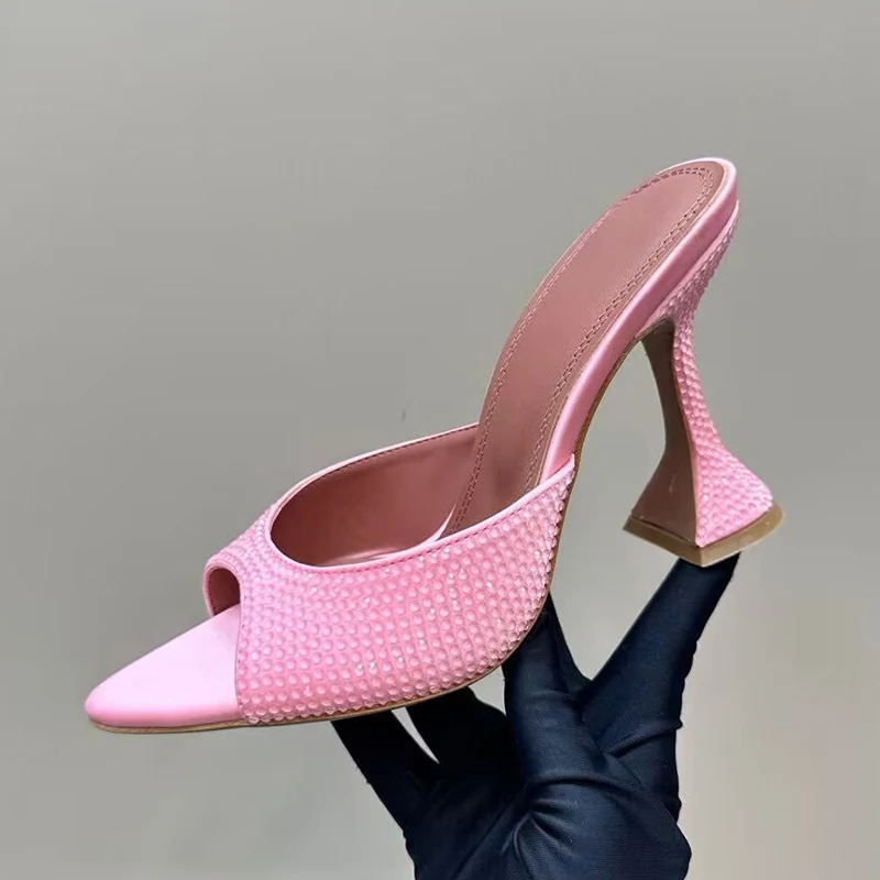 Slippers Spring Summer Peep Toed Bling Bling Rhinestone Cup High-Heel Women Bling Rhinestone Sandals Party Banquet Dress Shoes