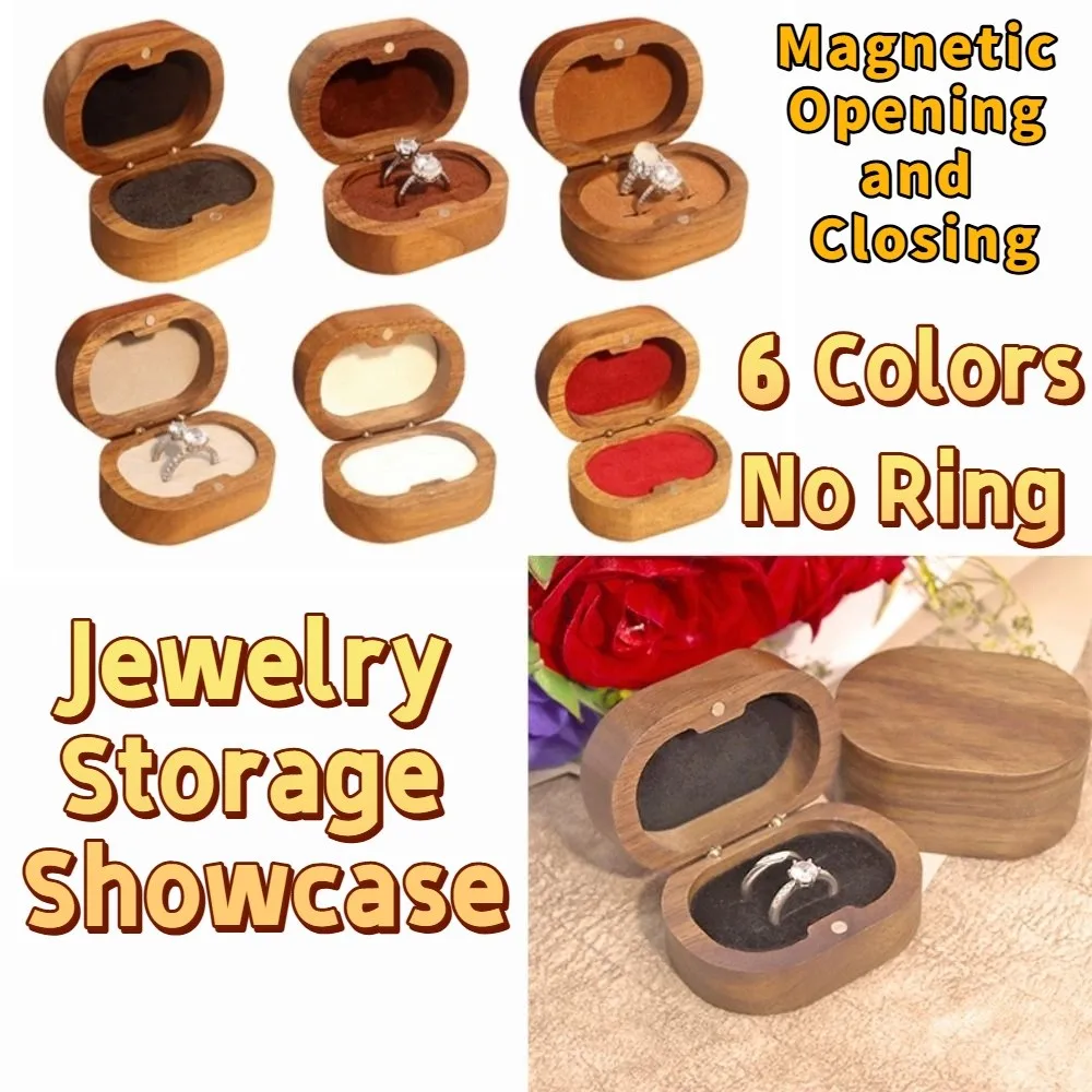 

Handmade Wedding Ring Box Double Slots Portable Ring Display Box Magnet Closure Rustic Design Rings Bearer Box Ring Display