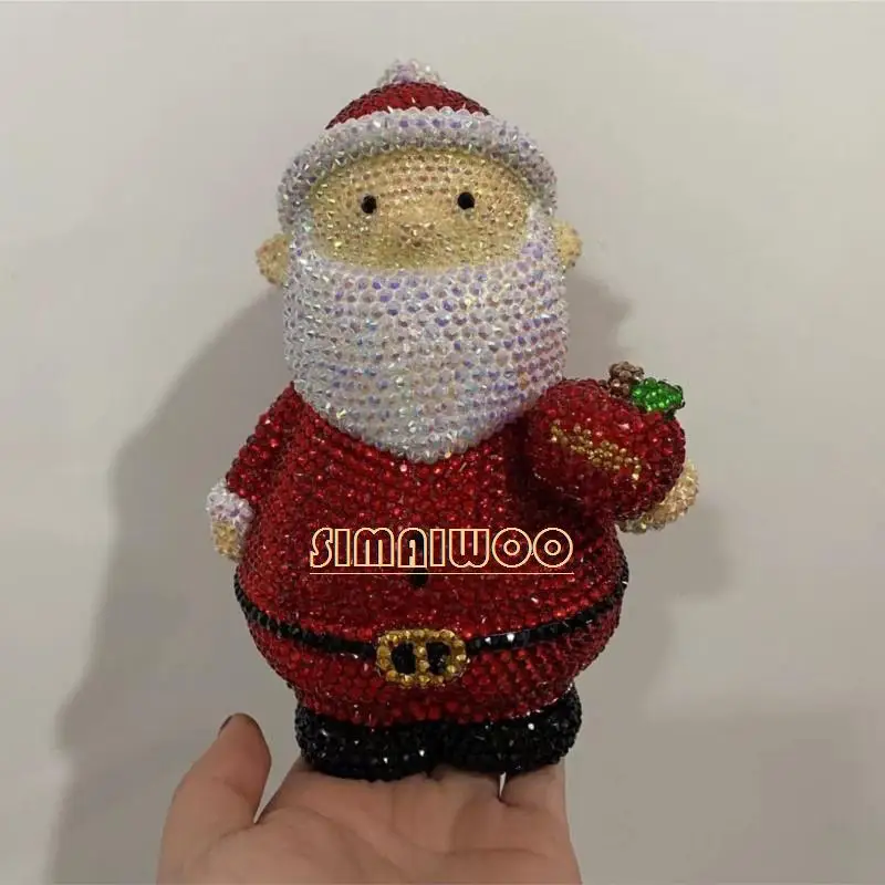 Santa Claus Rhinestone Statue Coin Storage Peggy Bank Doll Christmas Decorative Gift DIY Diamond Painting Mosaic Crystal Arts