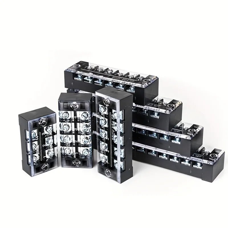 3Pcs TB Series 15A double row terminal block, providing 3/4/5/6/8 positions, brass contacts,screw terminals,plastic housing