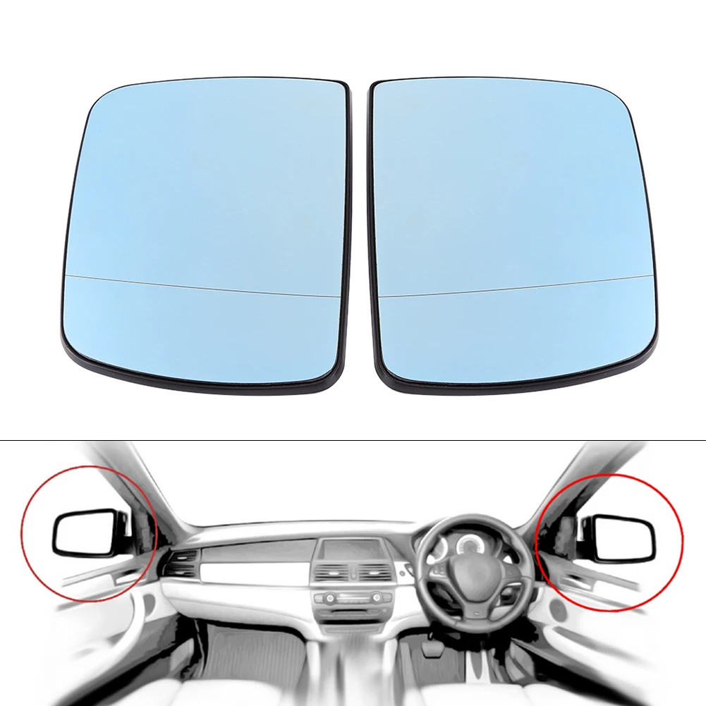 

BMW X5 E53 1999-2006 Heated Anti Car Glare Blue Aspheric Side Mirror Glass Set - Left Right Replacement