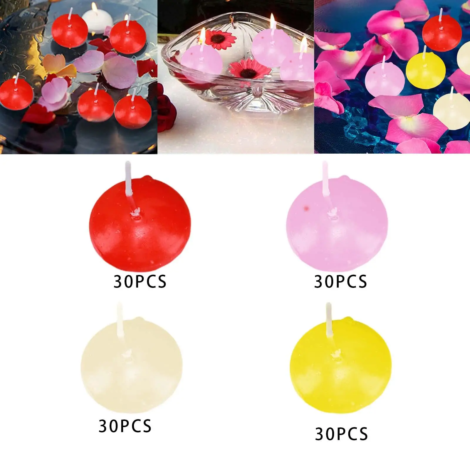 30 Pieces Unscented Floating Candles Universal Tealights Candles Decor for Celebration Valentines Dinner Party Pool Bathtub