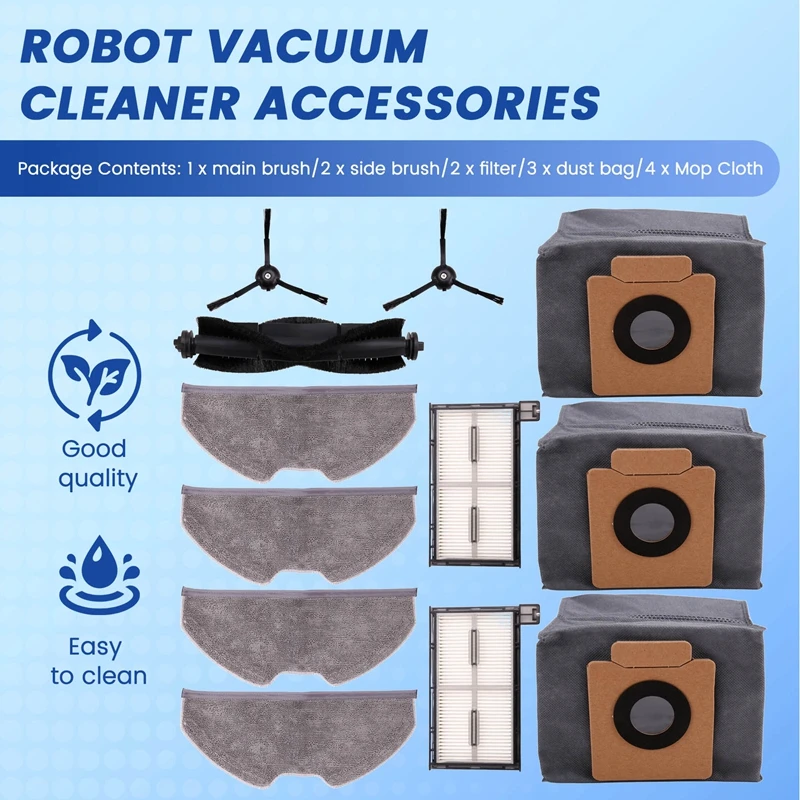 For Eufy X8 Pro Robot Replacement Parts Main Roller Brush Hepa Filter Mop Pad Cloth Dust Bag Accessories