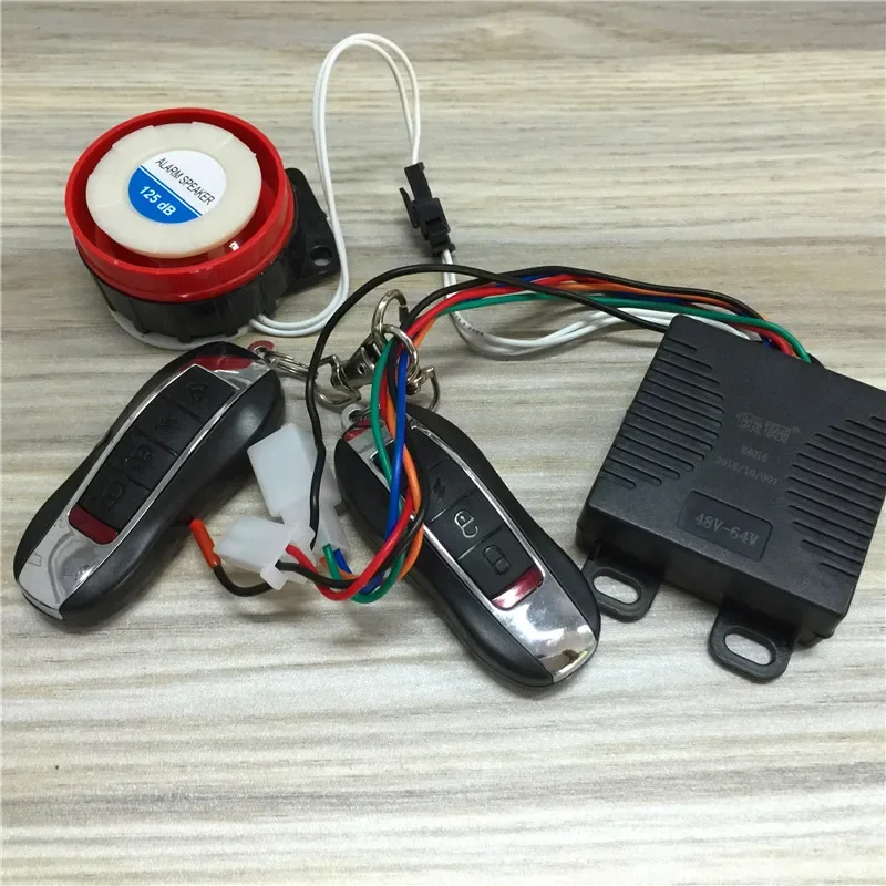 5set For 125DB Electric vehicle anti-theft device 36V 48V 60V 72V 84v 96v dual remote anti-cut line alarm off bottle