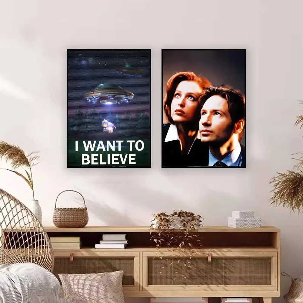 I WANT TO BELIEVE The X Files Art Poster Watercolor and Graffiti Posters, Fun Wall Art, Decor Gifts for Living Room, Bedroom