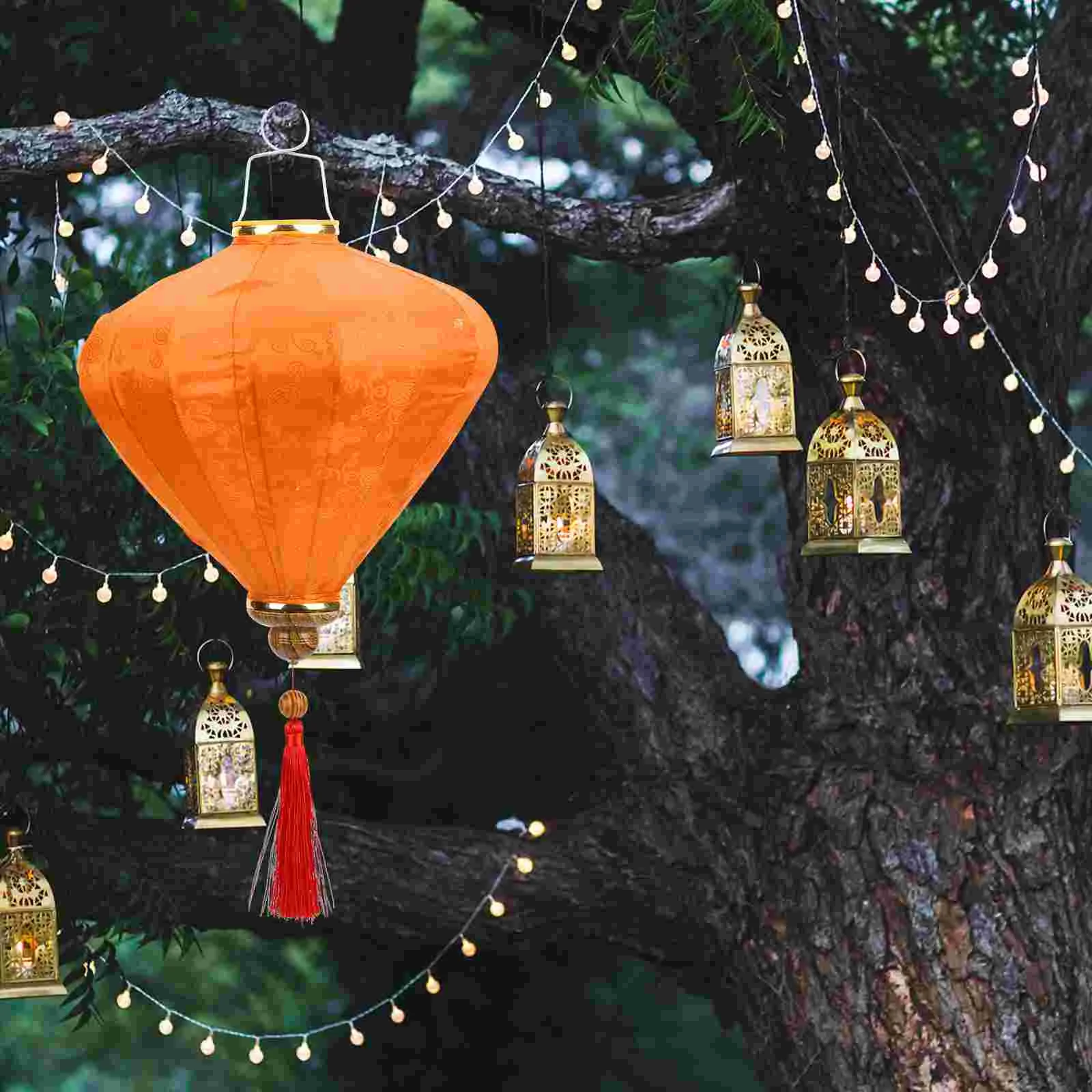 

Outdoor Hanging Lanterns Retro Decor Vietnamese Chinese Style Flocking Cloth Fabric