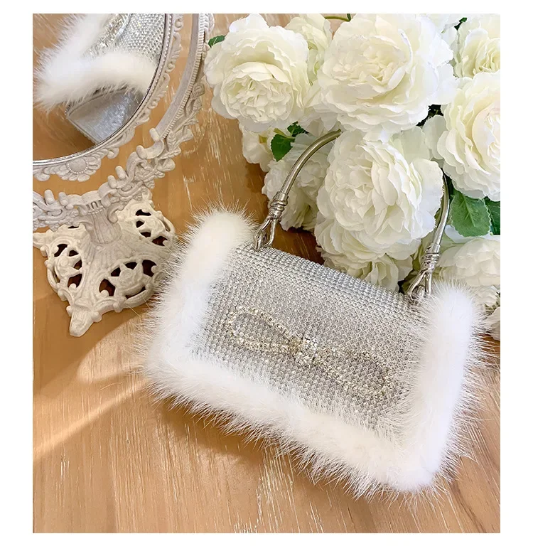 

Women's Black/Silver Color Crystal Evening Bag Handbag Luxury Rhinestone Shoulder Bag Party Purse Ladies Diamond Handbags