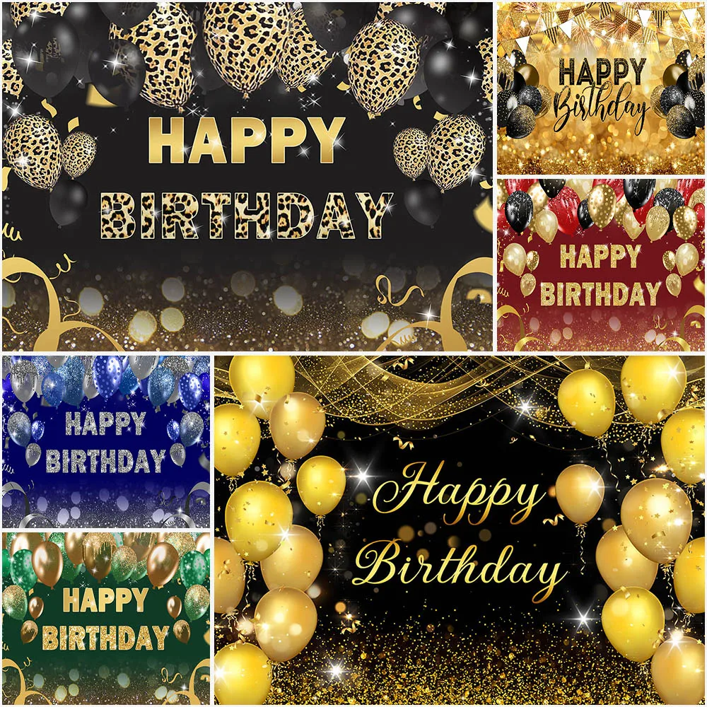 

Happy Birthday Photography Backdrop Confetti Balloons Decorations Banner Boys Girls Men Women Birthday Party Background Supplies