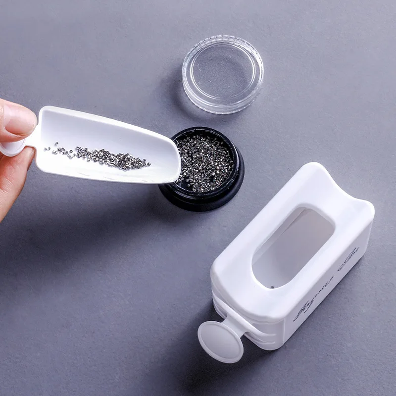 

1Pcs Stylish Nail Powder Container with Mermaid Glitter Mirror Powder Micro Diamond Powder Drawer Design