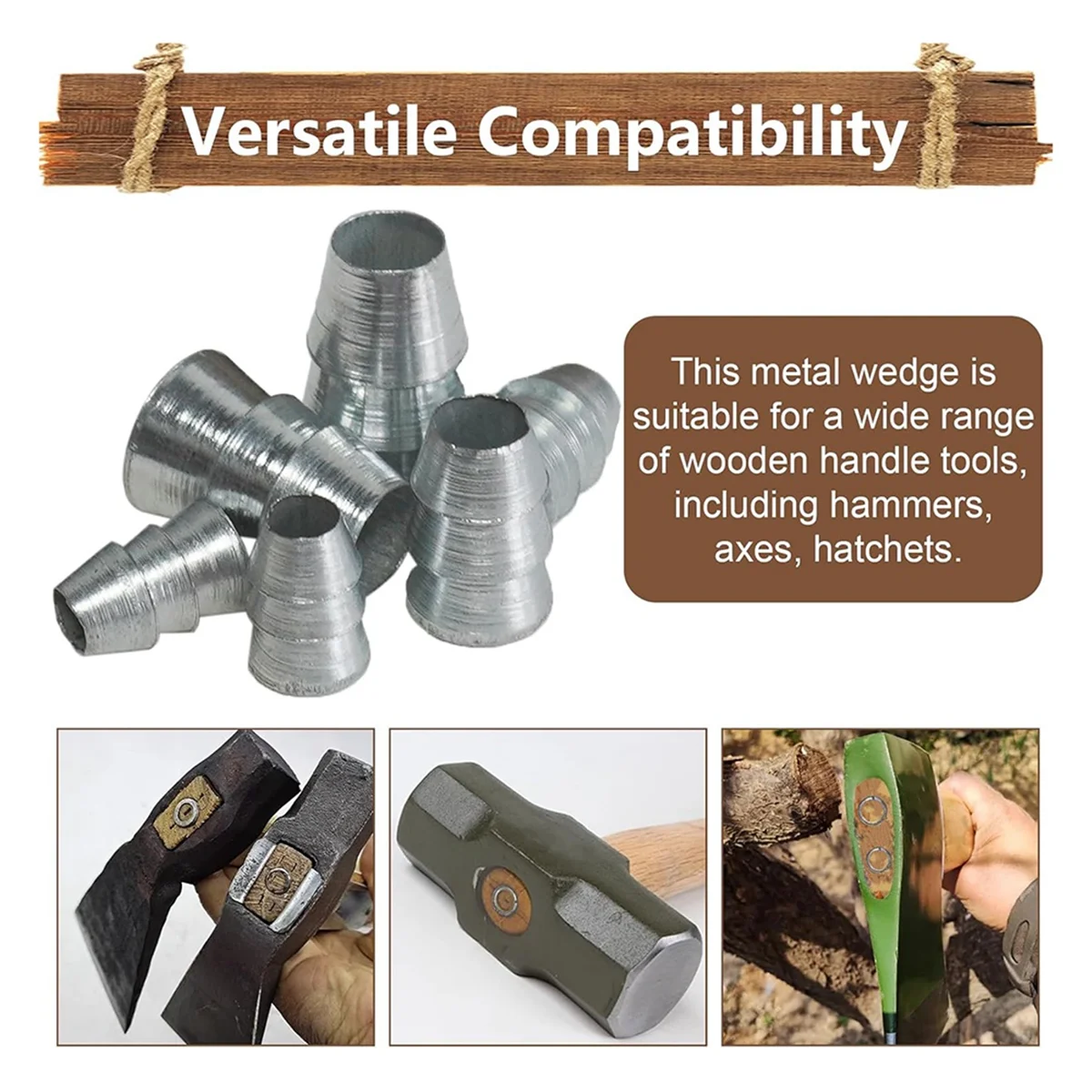 

AA98 21 PCS Extended Round -Handle Wedge Safety Metal Wedge Hammer Handle Wedges Steel Wedge