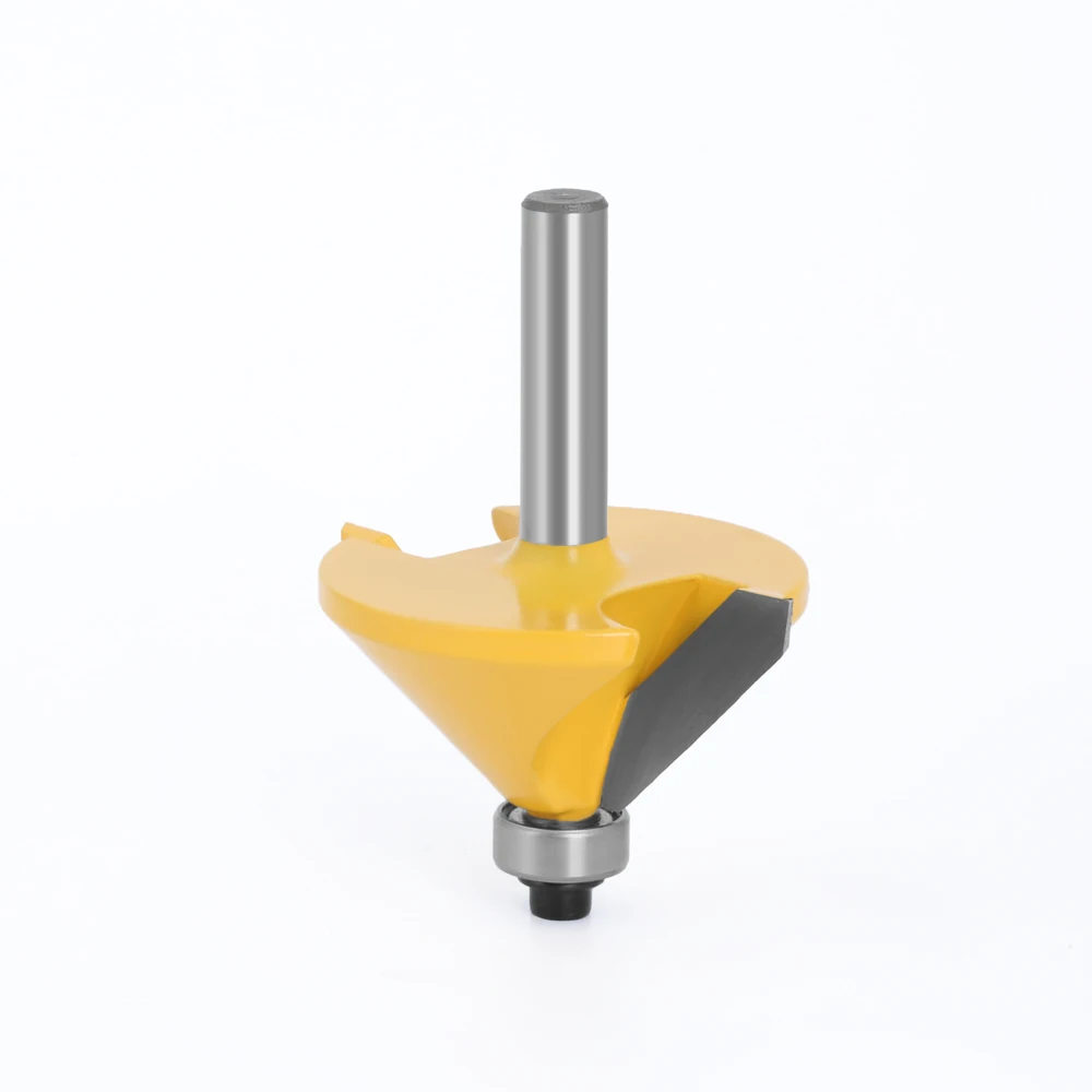 LAVIE 8mm Shank 5 Angles Chamfer Router Bit Set Yellow Coating Bevel Edge Woodworking Tool For Edge Profiling MC02110S