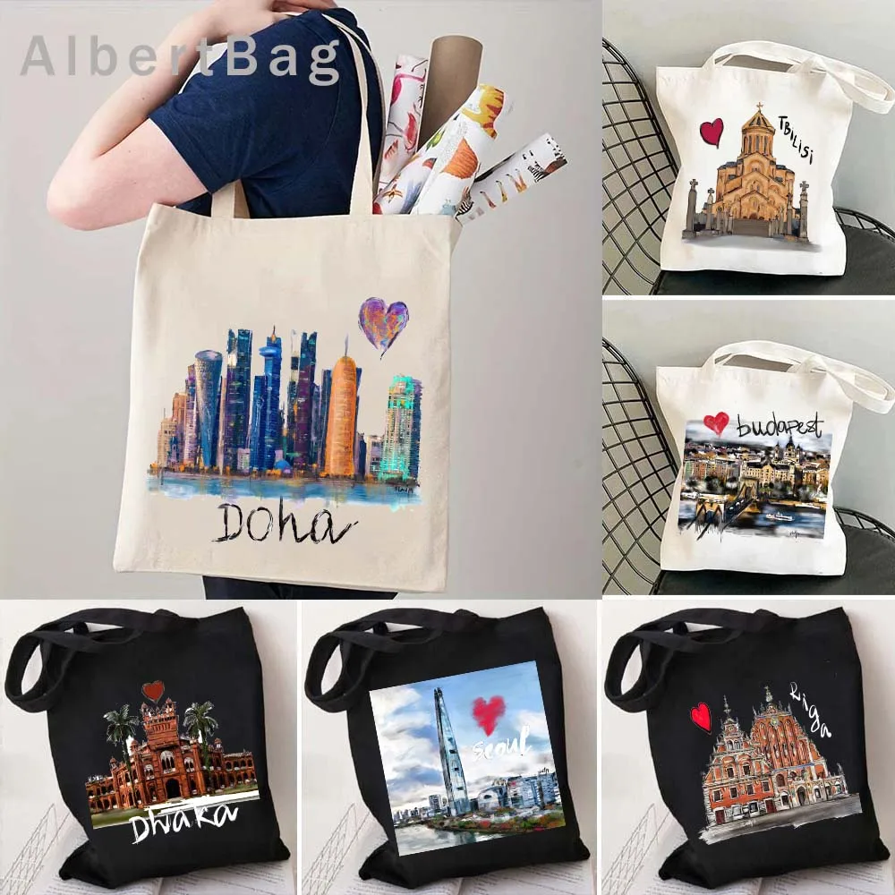 Djibouti Doha Fez Florence Georgetown Honolulu Kuala Lumpur Juba Tbilisi Tunis Seoul Budapest Tallinn Columbia Tote Bag Handbags