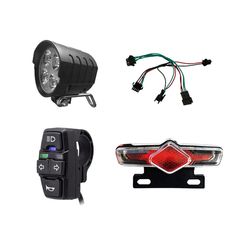 Electric Bike Front Light Rear Light 36V-60V DK336 Switch Cable Bicycle LED Light Set E-bike Retrofit Parts