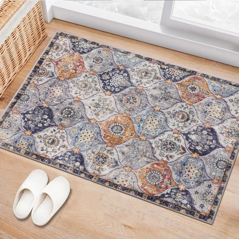 Retro Persian Welcome Doormat Polyester Indoor Outdoor Decorative Rug Non Slip Bedroom Kitchen Bathroom Mat Home Decor Carpet