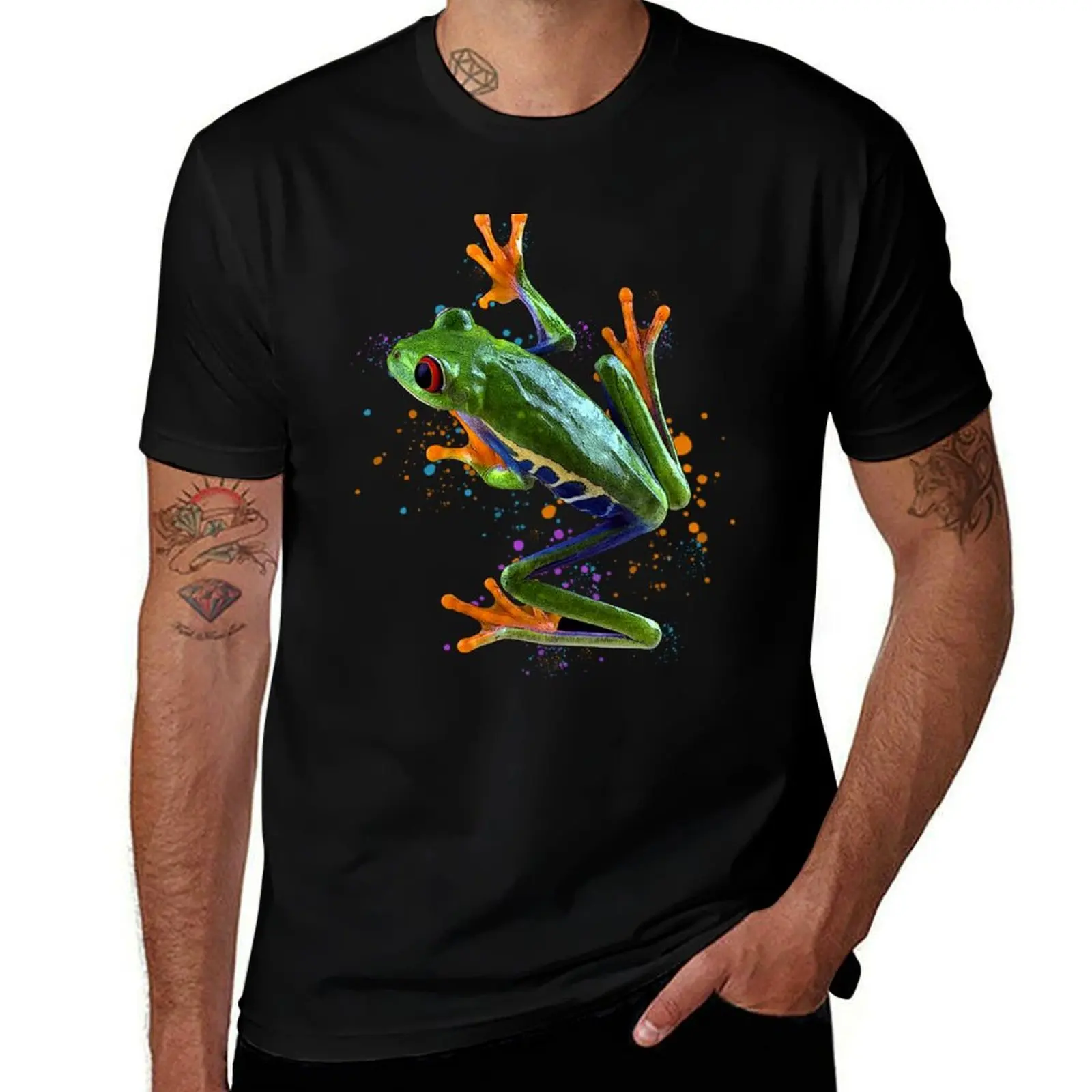 

Red Eyed Tree Frog Watercolor Frog Keeper Frog Fan T-Shirt Plus Size Gym Sports T-Shirt