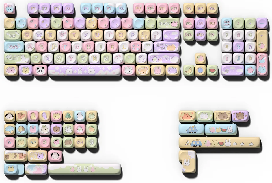 Teclas MOA minimalistas blancas y grises, juego de teclas de sublimación de tinte PBT, estética limpia para teclado mecánico 60% 80% TKL