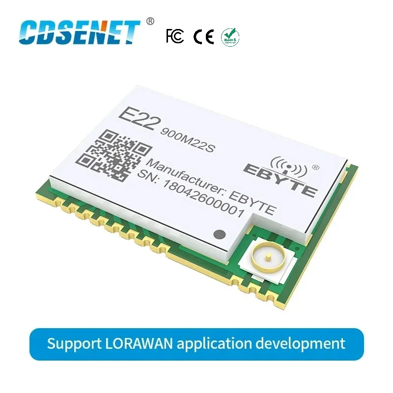 cdsenet-sx1262-rfワイヤレスspiモジュール送信機受信機22dbm-915mhz-smdiot電気e22-900m22shigh-precision-tcxo5個