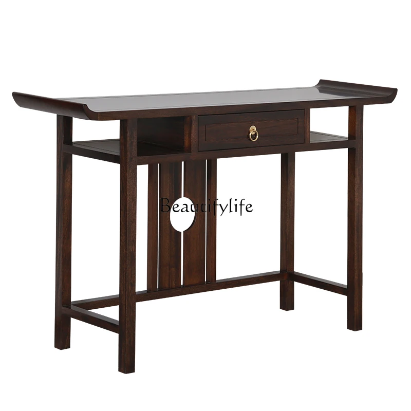 

New Chinese-style entrance table solid wood against the wall entrance table strip case ebony wood warped head case