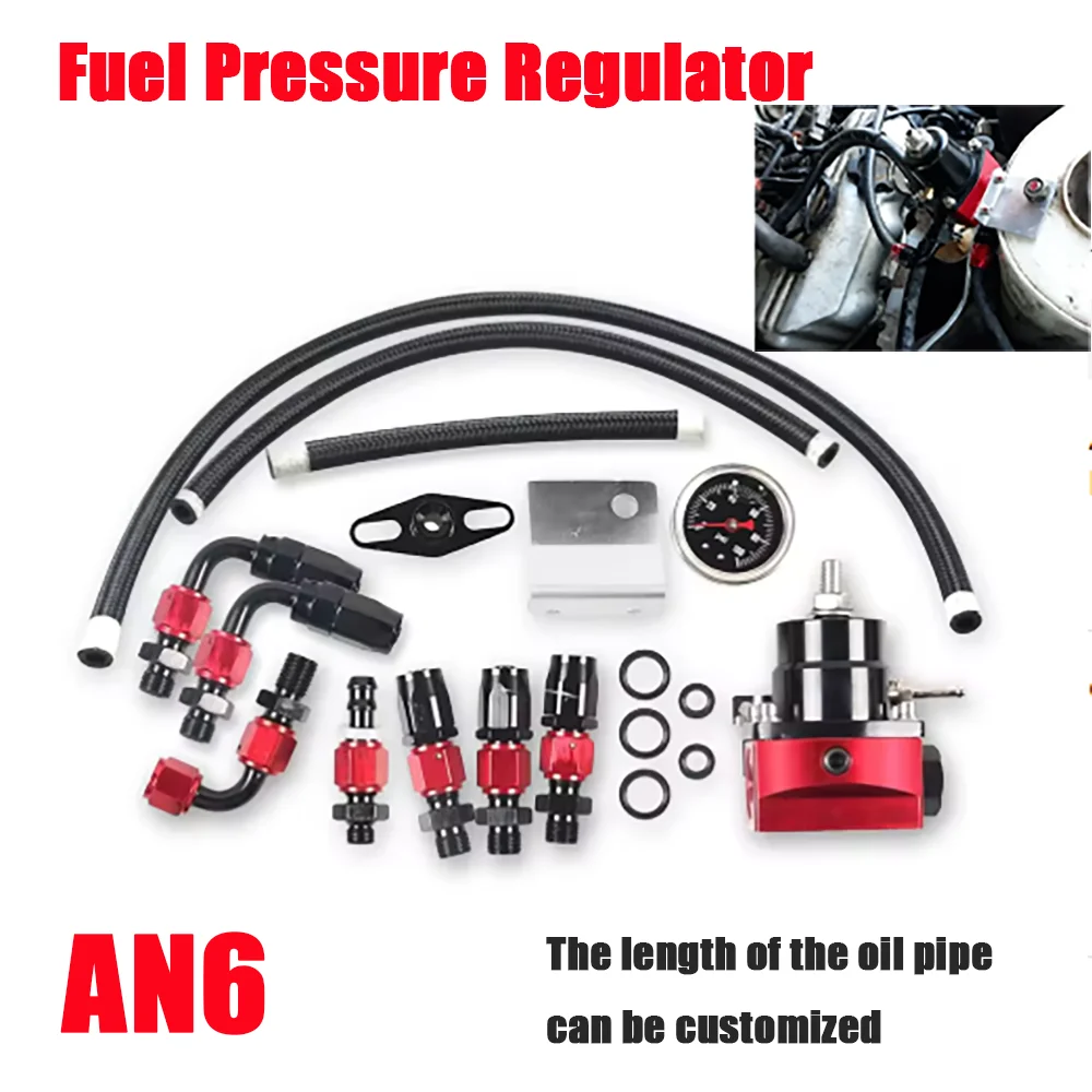 Adjustable FPR AN6 Fitting EFI Fuel Pressure Regulator For 7MGTE MKIII with Hose Line Fittings Oil 100psi Gauge Universal