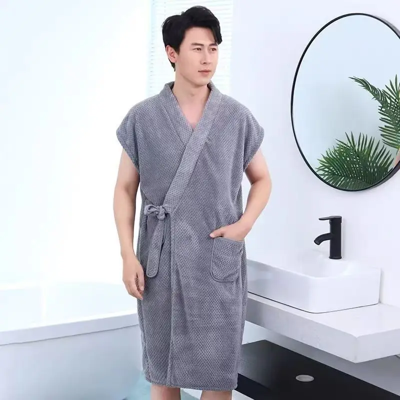 【مادة البوليستر】 رداء حمام يمكن ارتداؤه، ماص سريع الجفاف، رداء نوم للزوجين المنزليين