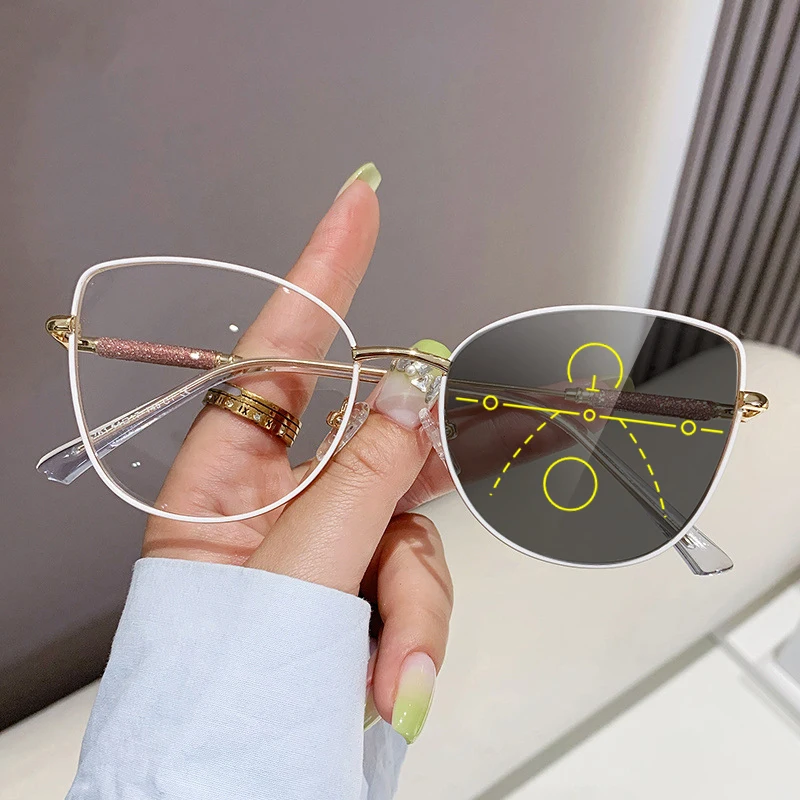 VICKI Lady Cat-Eyed Glasses Fashionable Anti-blue Light Sunglasses Customizable Prescription Photochromic Multifocal H7140