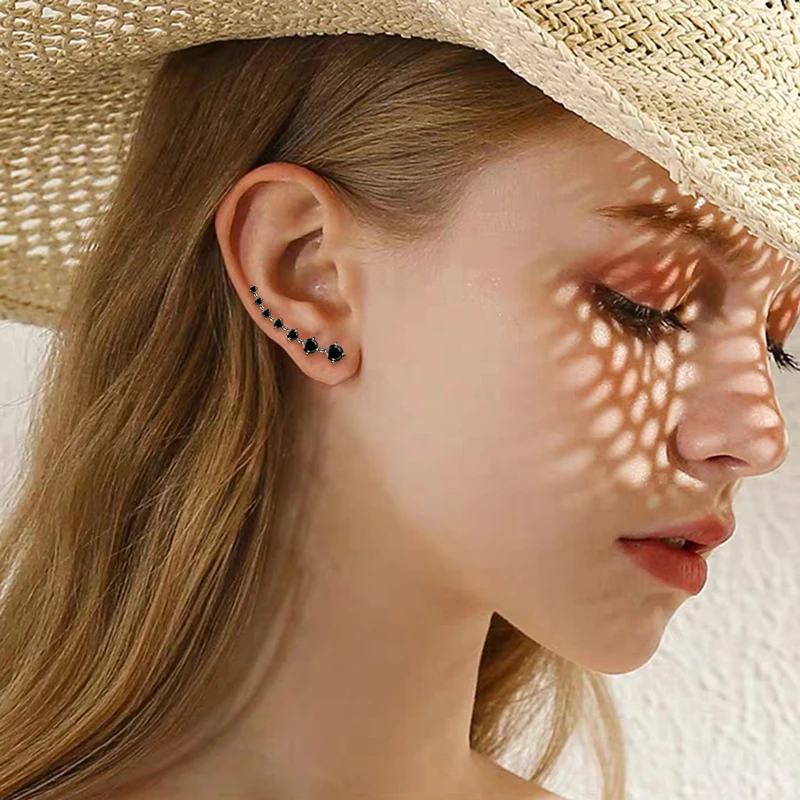 OXTAO ريال 925 الفضة مخلب مجموعة مستديرة 4.5 مللي متر مويسانيتي السيدات 7 نجوم الأذن متسلق أقراط السيدات مجوهرات هدية مع شهادة