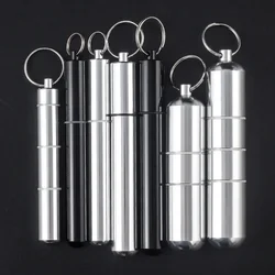 Portable Silver Cigarette Case with Keychain Waterproof Metal Cigarette Box Pill Toothpick Capsule Holder Gift for Mens