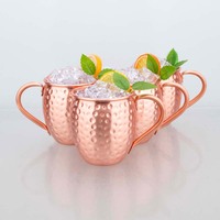 4PCS 550ml Pure Copper Hammered Moscow Mule Mug – Large Handcrafted Cocktail Cup for Vodka Mixers, Iced Drinks, Bar & Gift Use