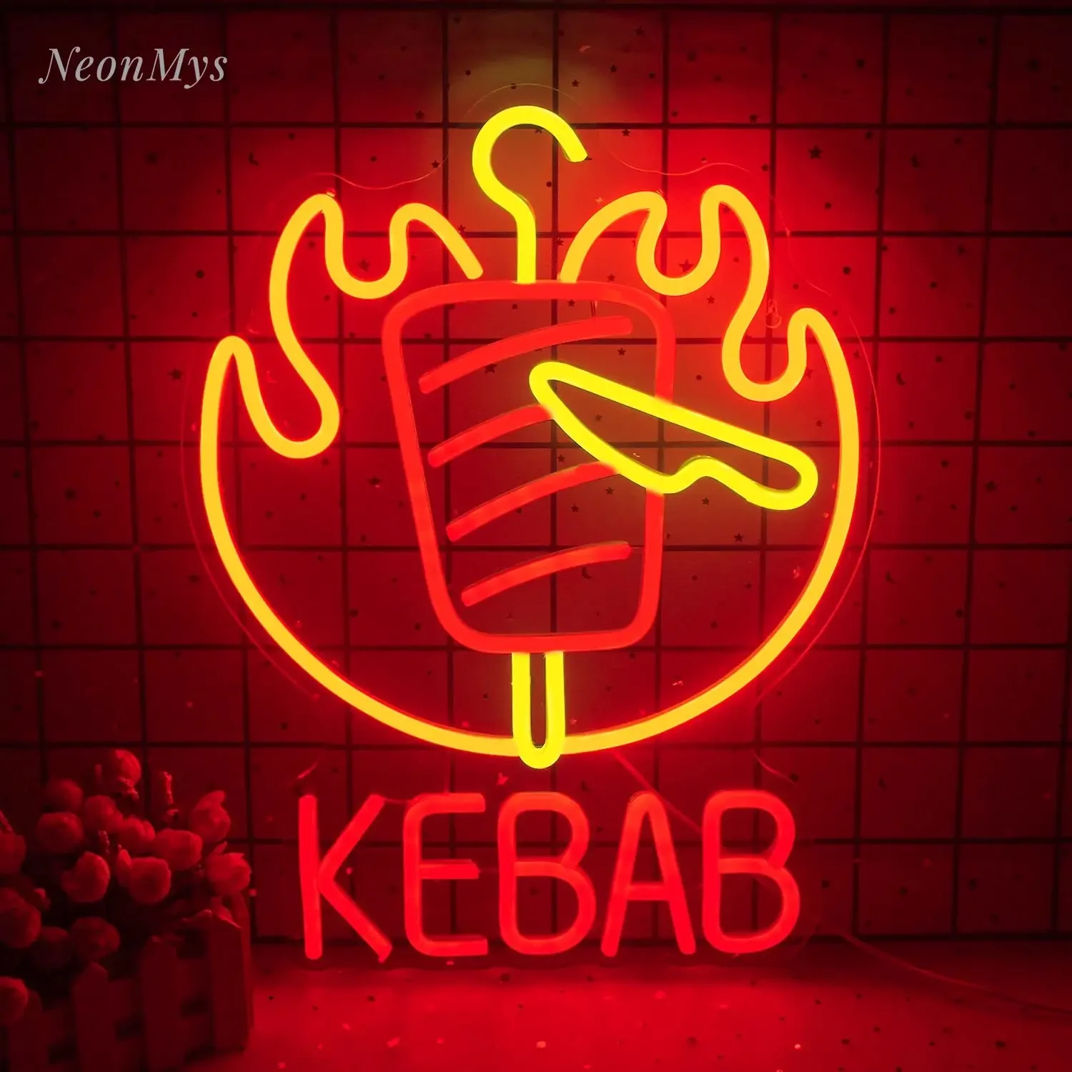 BBQ Neon Signs Kebab Neon Lights Sign Led   Decor Suitable for Barbecue Restaurant Bar Christmas party Art  Hanging Decorative