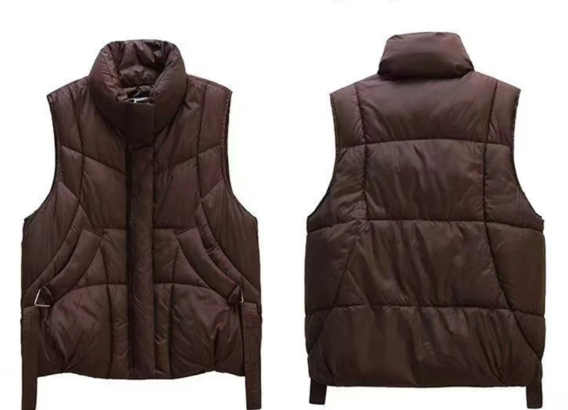 

2025 Autumn Winter Casual Cotton Down Vests Zipper Jackets Waistcoat Winter Women Padded Coat Vest Zipper Thicken Warm Jacket