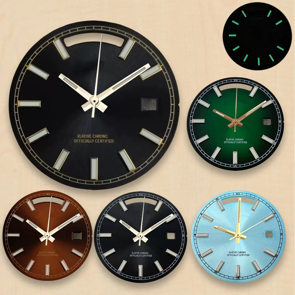 Green Luminous 31mm S Dial Day And Date Dial Fit 8285 Movement Sunray Dial 8285 Watch Modification Accessories
