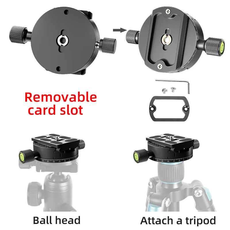 360° Panoramic Rotating Quick Release Plate Clamp Tripod Head Universal DSLR Camera Photography Quick Release Base