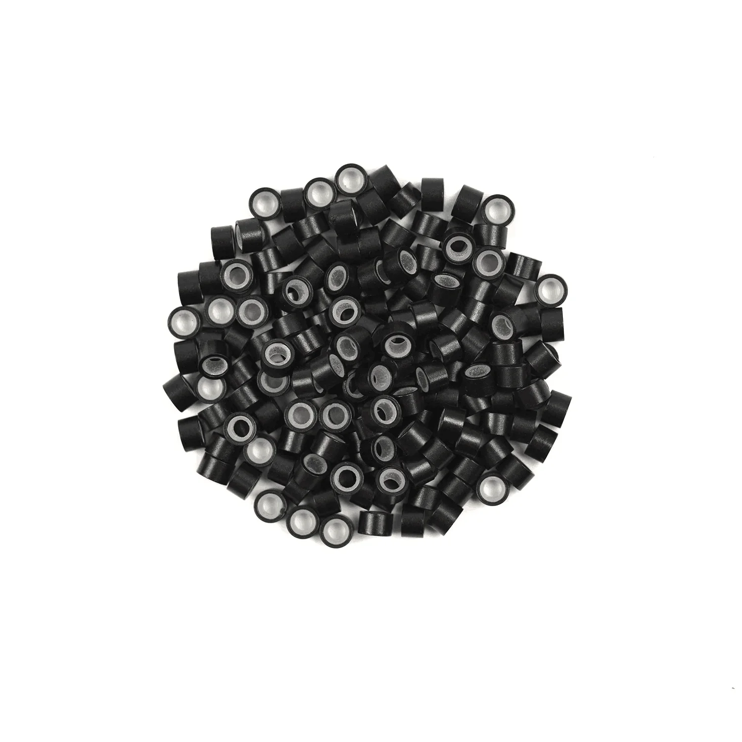 200pcs/500pcs 4.5mm*2.5mm*3mm Hair Extension Rings Black Dark Brown Silicone Micro Lined Beads for Hair Extensions