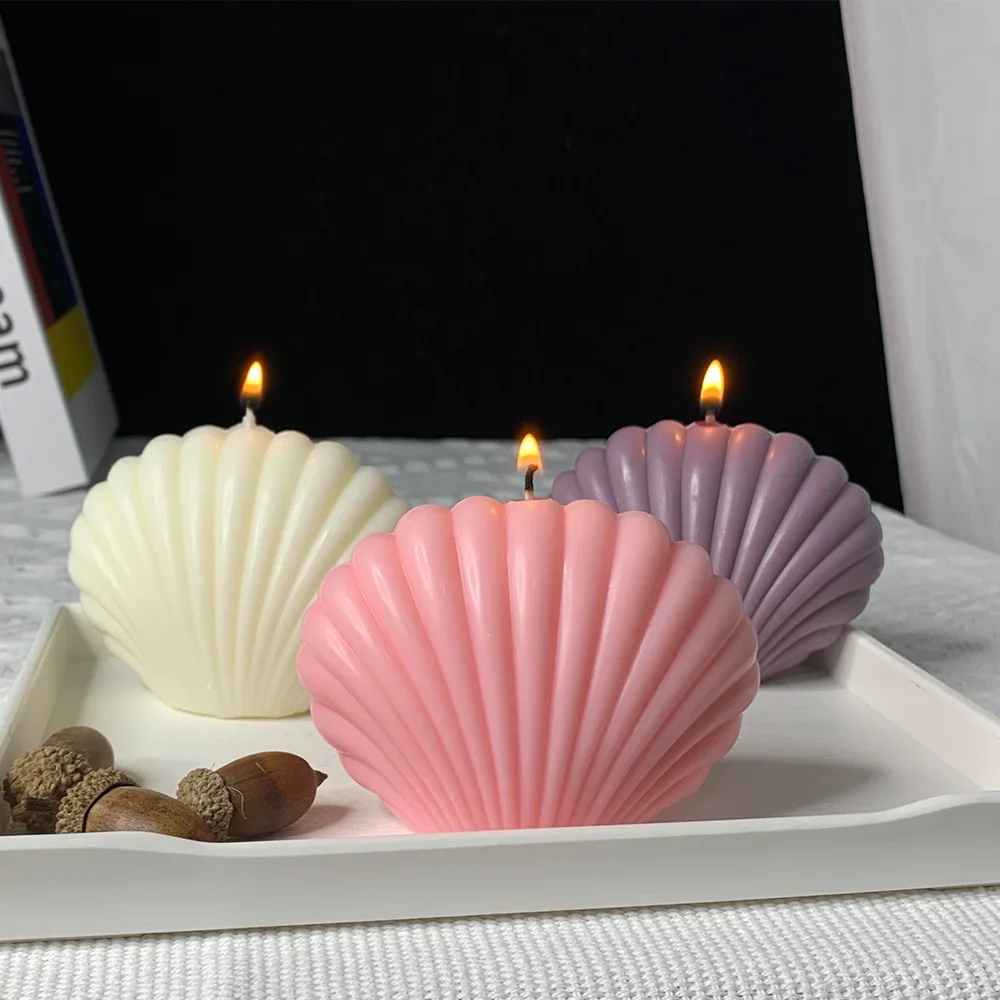 DIY Shell Candle Mold Aromatherapy Candle Plaster Mold 3D Marine Shell Silicone Scallop Soap Mold Handmade Home Craft Decoration