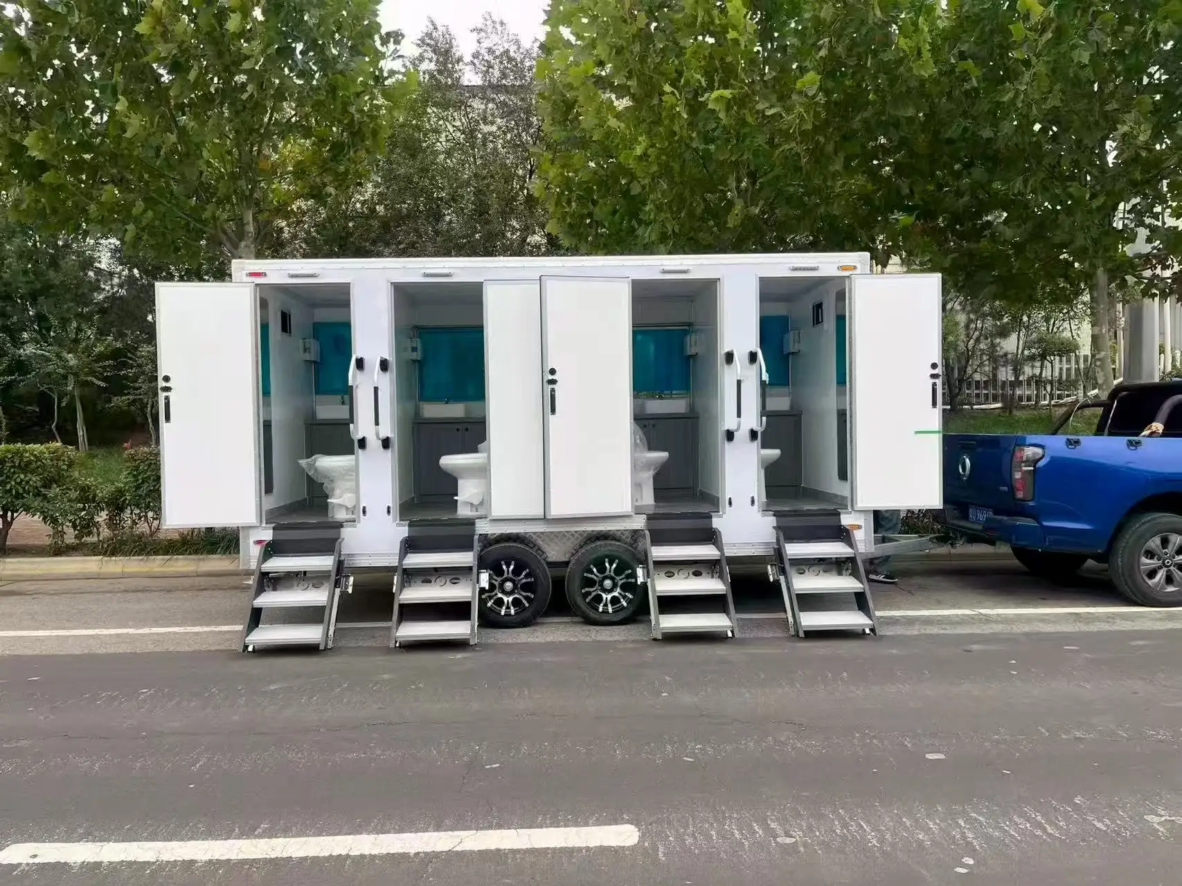 Portable Trailer Toilet with Integrated Waste Tank for RV Camping Campers & Construction Sites-Easy Installation & Cleaning
