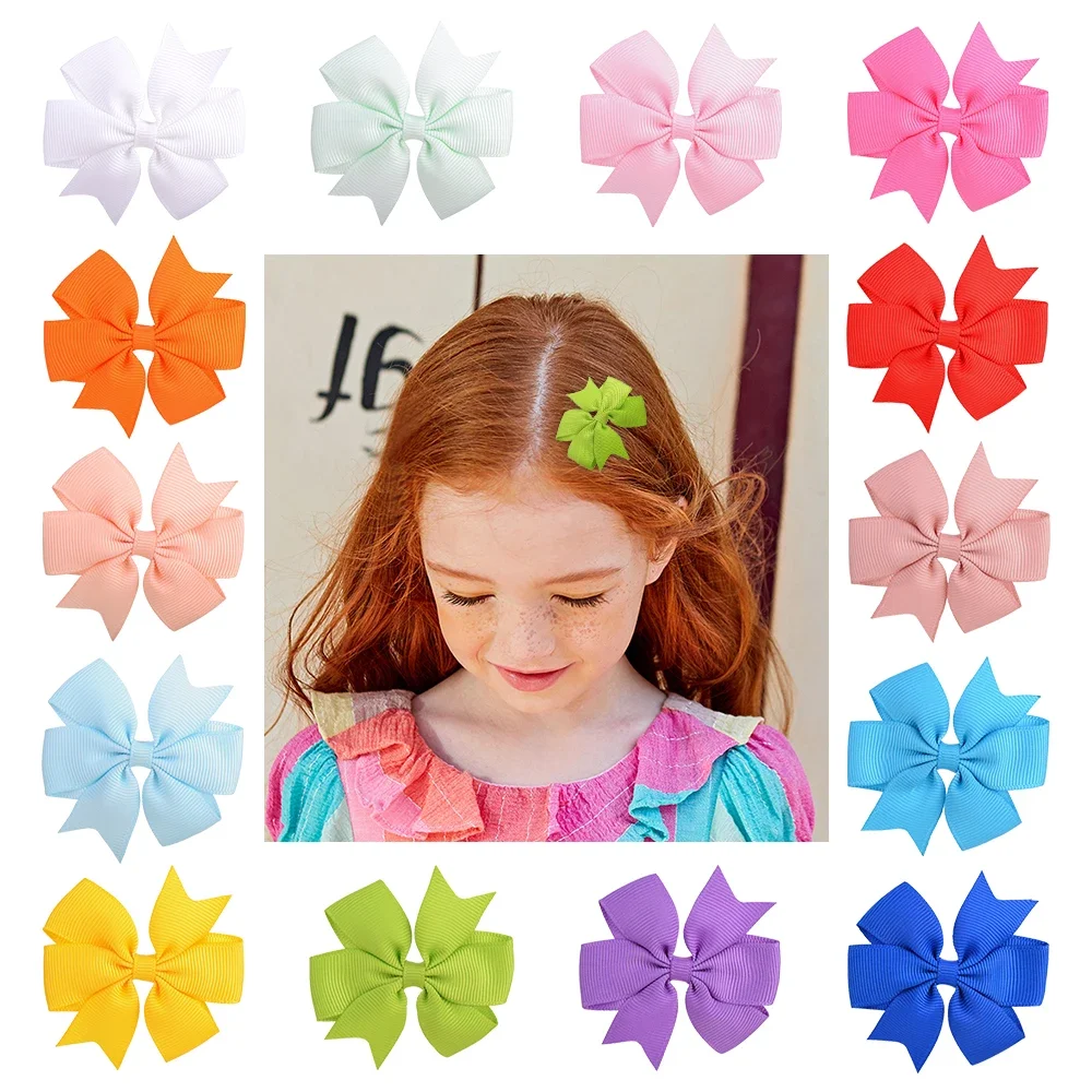 

20/30PCS 2.5inch Grosgrain Ribbon Bows Hair Clips for Girls Solid Color Cheer Bows Alloy Hairgripes Headwear Business Wholesale