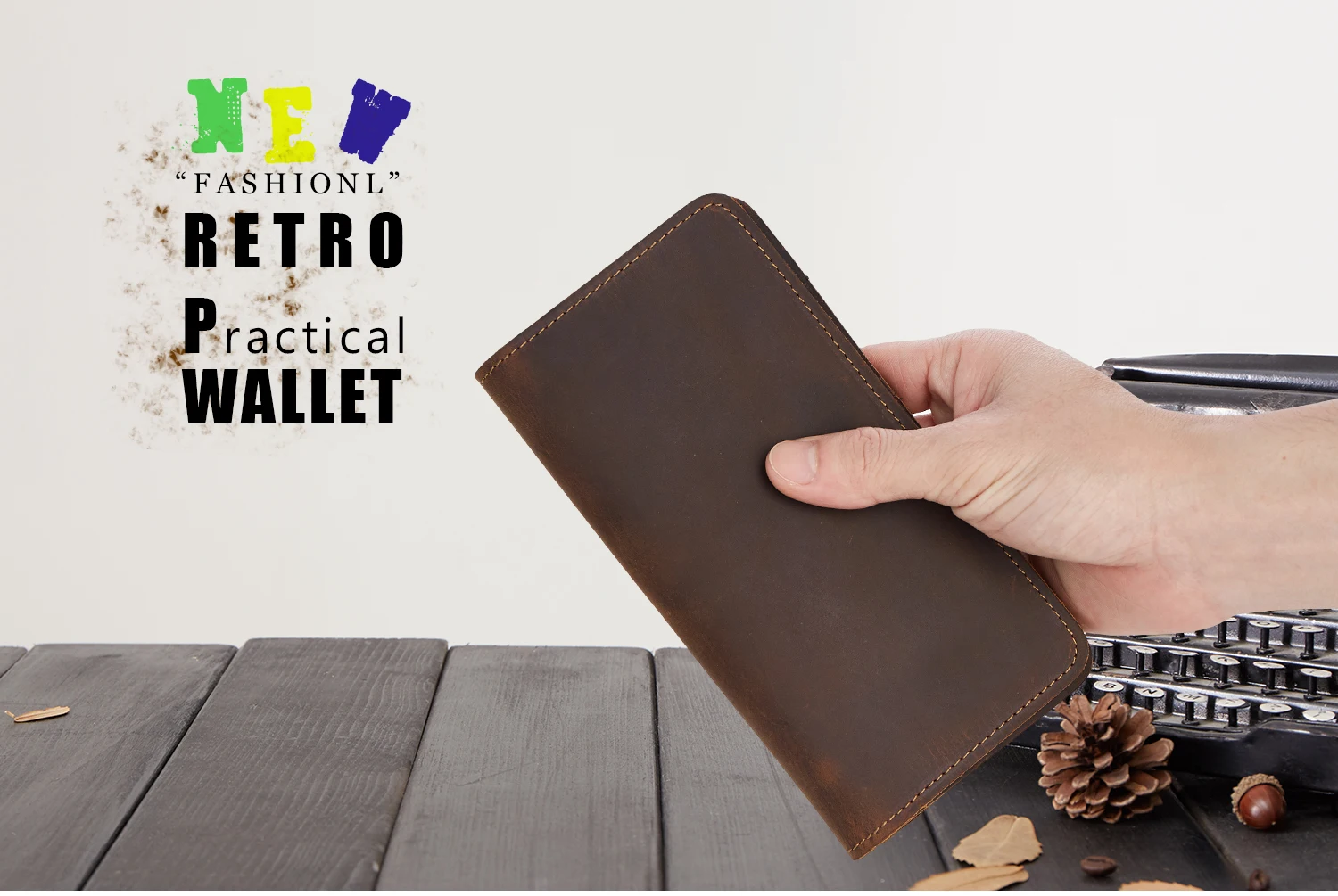 Genuine Leather Wallet for Men Crazy Horse Skin Large Capacity Casual Handbag Long Retro Fashion male Multi card wallet