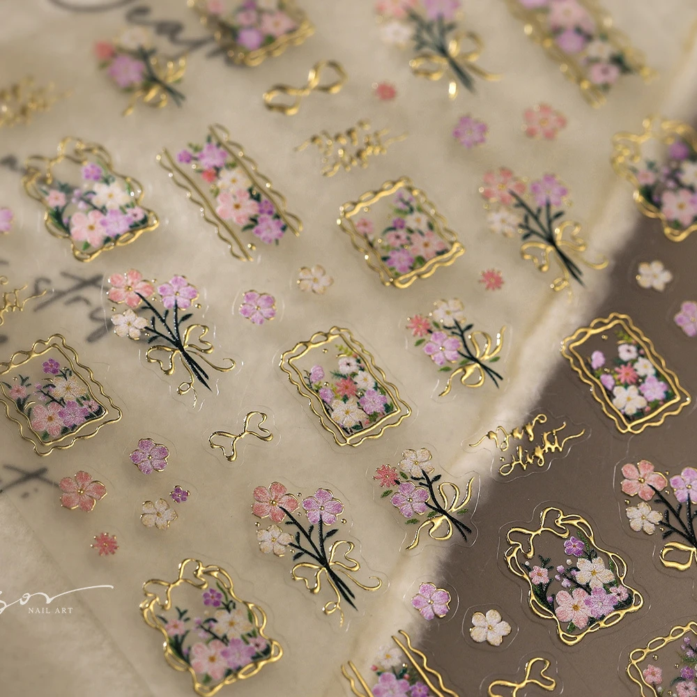 Estilo vintage carimbo de ouro borboleta quadro adesivos de unhas estrelas lua penas romântico metal auto adesivo manicure decalque diy