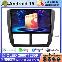Android 15 Car Radio For Subaru Forester 3 SH WRX 2007-2013 Qualcomm Head Unit 4G LTE DSP Viedo Player GPS QLED Stereo 5G WIFI