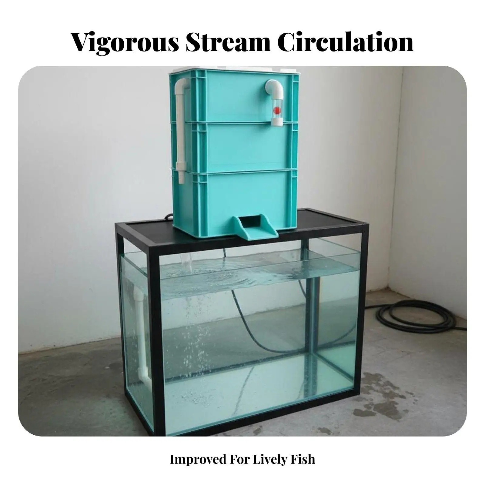 Aquarium Circulation Pump with Stackable Trickle Filter Box for Fish Tank Pond Water Purification Waterfall Outlet