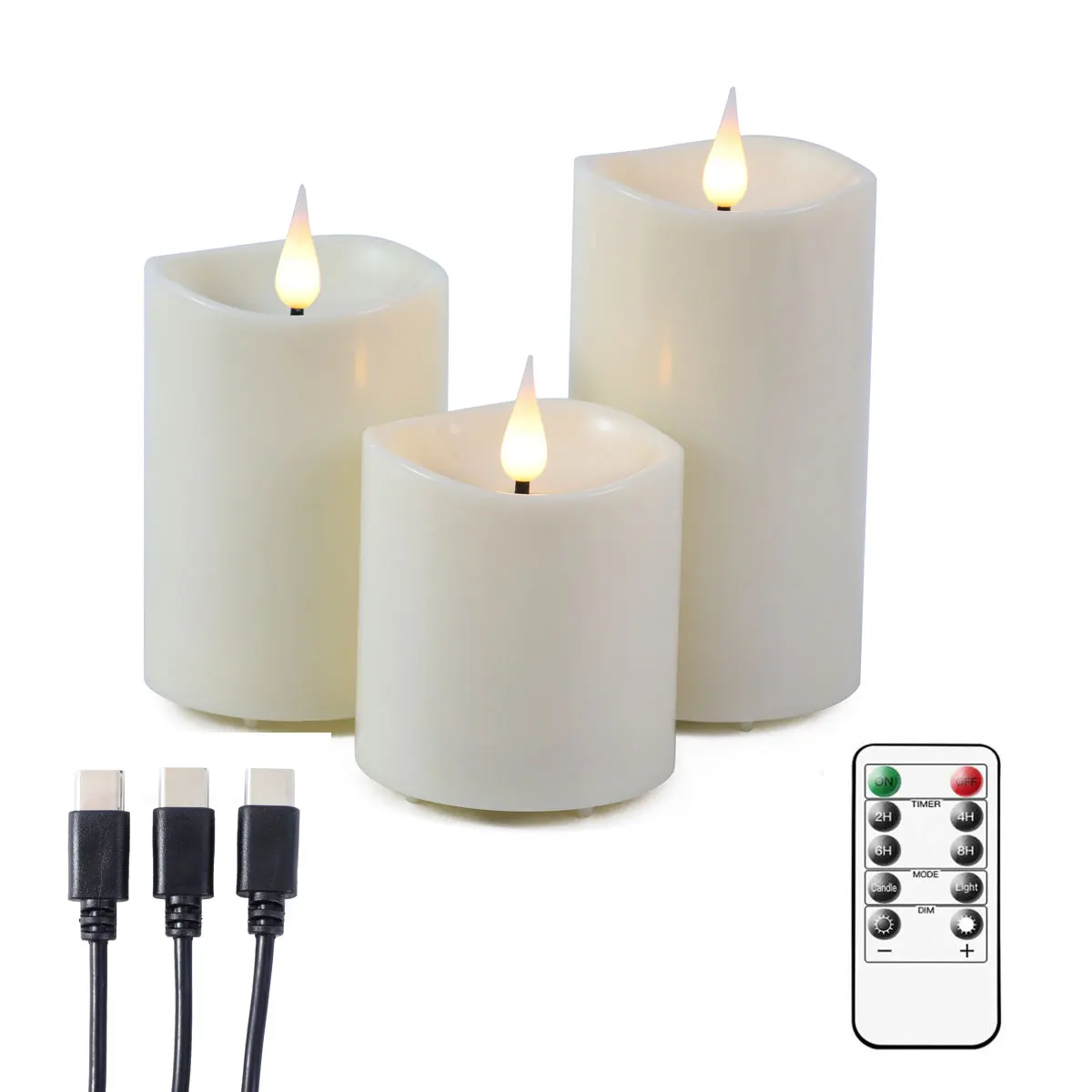 Plastic Decorative Flameless LED Pillar Candles With Remote,Rechargeable or Battery Powered Electronic Christams Candles Timer