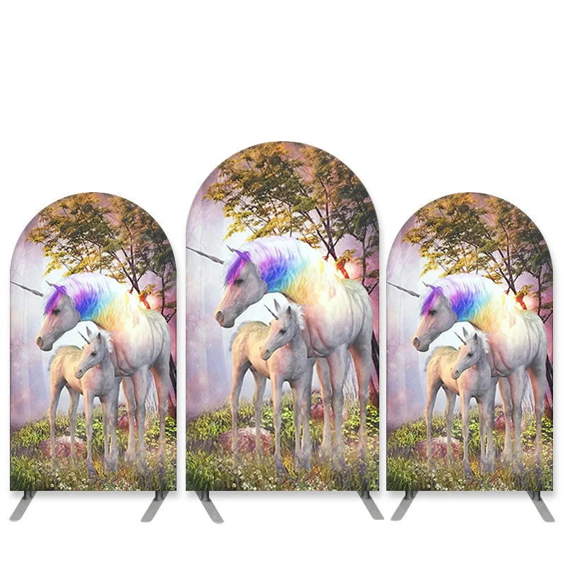 

Forest Unicorn Party Decorations Birthday Supplies for Girls Balloon Arch Kit Backdrop Tablecloth Foil Balloon Unicorn Themed