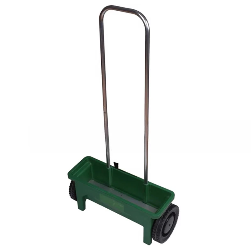 أسمدة وبذارة كبيرة تعمل بالدفع اليدوي سعة 12 لترًا مع بذارة يدوية لملح ذوبان الثلج وعجلات متحركة كبيرة #3