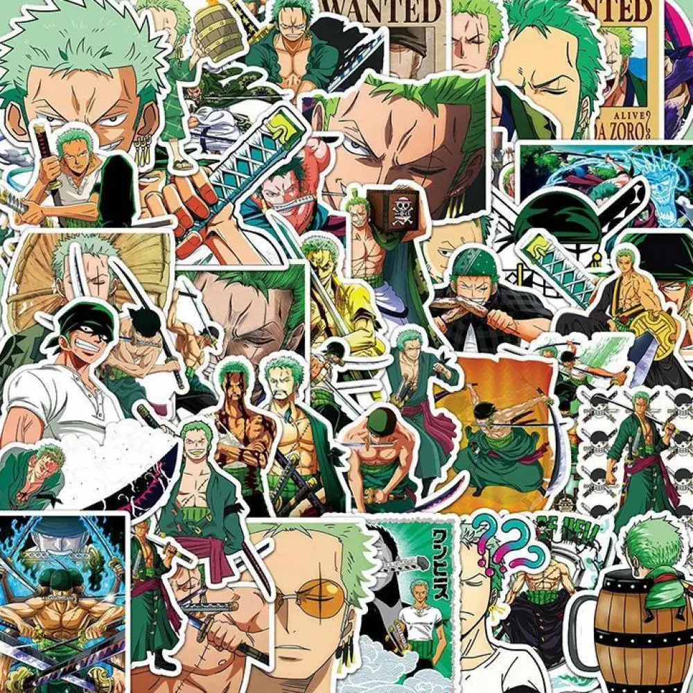 50pcs ONE PIECE Roronoa Zoro Paper Waterproof sticker Cartoon stickers Desktop decoration trunk Water cup birthday Holiday gifts