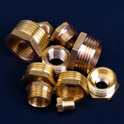 Brass Hex Bushing Reducer Pipe Fitting 1/4 3/8 1/2 3/4 F(Female) to M(Male) Threaded Reducing Copper Adapter Coupler Connector